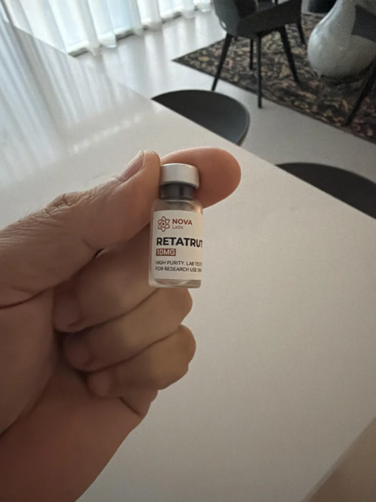 NOVA Labs Retatrutide vial held in hand